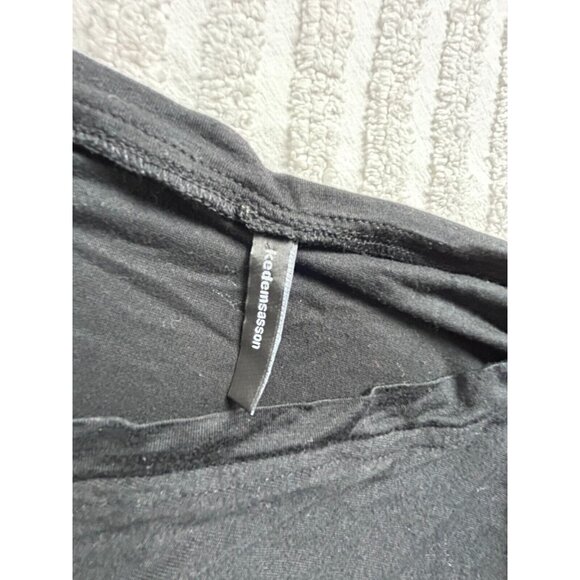 Kedem Sasson Womens One Size Black Asymmetrical Neckline Short Sleeve Blouse Top - Picture 3 of 8